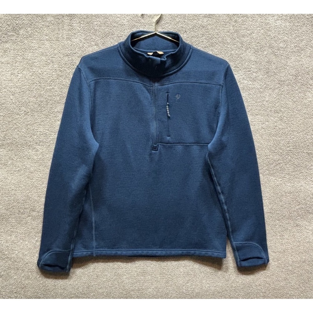 Duck Camp Mens Medium Blue Merino Wool Blend Pullover Quarter Zip Hunting